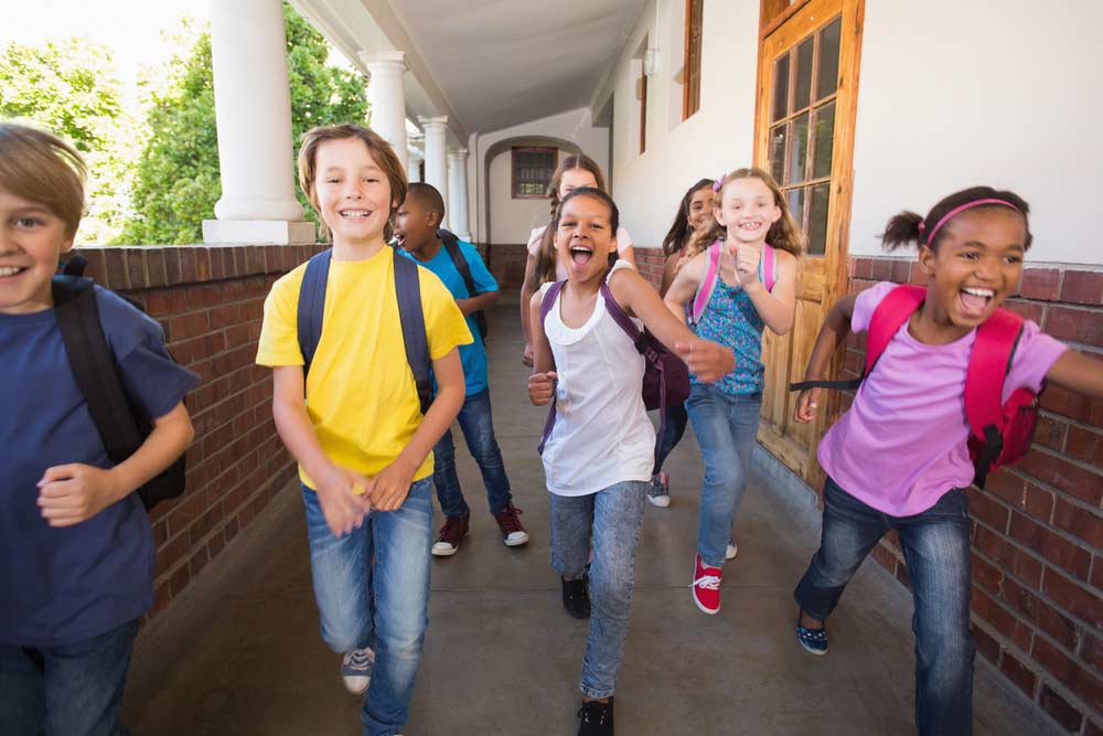 children happy to be out of class